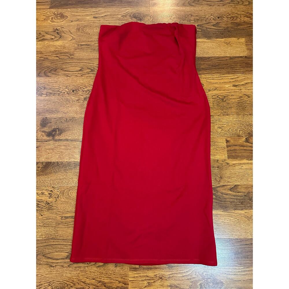 Marcella Natalia Strapless Midi Dress Women's XL Red NWT Minimalist Chic - Picture 4 of 16